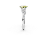 White gold Fancy Yellow Oval  Brilliant Solitaire with Leaf Motif Band and Four-Prong Setting_64