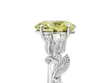 White gold Fancy Yellow Oval  Brilliant Solitaire with Leaf Motif Band and Four-Prong Setting_73