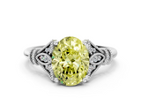 White gold Fancy Yellow Oval  Brilliant Solitaire with Pave Band and Four-Prong Setting_20