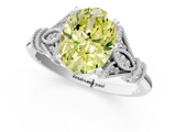 White gold Fancy Yellow Oval  Brilliant Solitaire with Pave Band and Four-Prong Setting_21