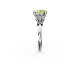 White gold Fancy Yellow Oval  Brilliant Solitaire with Pave Band and Four-Prong Setting_22