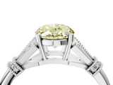 White gold Fancy Yellow Oval  Brilliant Solitaire with Pave Band and Four-Prong Setting_24
