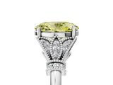 White gold Fancy Yellow Oval  Brilliant Solitaire with Pave Band and Four-Prong Setting_25