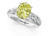 White gold Fancy Yellow Oval  Brilliant Solitaire with Side Stones on a Pave Band and Four-Prong Setting_31