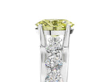White gold Fancy Yellow Oval  Brilliant Solitaire with Side Stones on a Pave Band and Four-Prong Setting_35