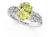 White gold Fancy Yellow Oval  Cluster Diamond Engagement Ring with Pavé Band and Four-Prong Setting_29