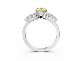 White gold Fancy Yellow Oval  Cluster Diamond Engagement Ring with Pavé Band and Four-Prong Setting_31