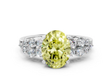 White gold Fancy Yellow Oval  Cluster Diamond Engagement Ring with Pavé Band and Four-Prong Setting_32