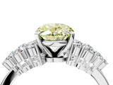White gold Fancy Yellow Oval  Cluster Diamond Engagement Ring with Pavé Band and Four-Prong Setting_32