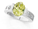 White gold Fancy Yellow Oval Cut Brilliant Channel-Set Diamond Ring with Bezel Prong Setting_1