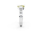 White gold Fancy Yellow Oval Cut Brilliant Channel-Set Diamond Ring with Bezel Prong Setting_2