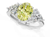 White gold Fancy Yellow Oval Cut Brilliant Diamond Cluster Accent Solitaire Ring with Prong Setting_25