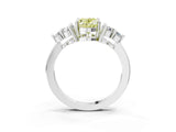 White gold Fancy Yellow Oval Cut Brilliant Diamond Cluster Accent Solitaire Ring with Prong Setting_27