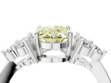 White gold Fancy Yellow Oval Cut Brilliant Diamond Cluster Accent Solitaire Ring with Prong Setting_28