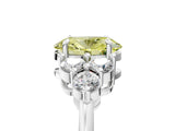 White gold Fancy Yellow Oval Cut Brilliant Diamond Cluster Accent Solitaire Ring with Prong Setting_29