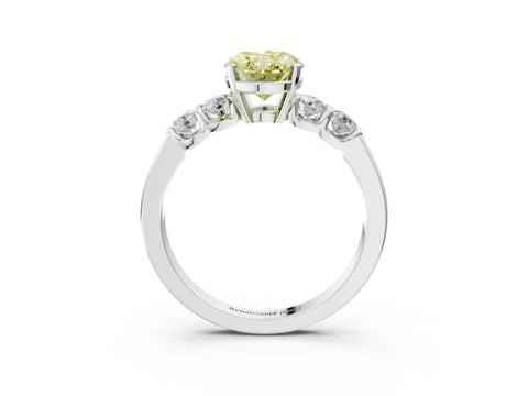 White gold Fancy Yellow Oval Cut Brilliant Diamond Five-Stone Engagement Ring with Prong Setting on a Classic Band_6