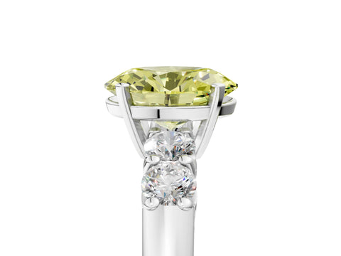 White gold Fancy Yellow Oval Cut Brilliant Diamond Five-Stone Engagement Ring with Prong Setting on a Classic Band_8