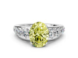 White gold Fancy Yellow Oval Cut Brilliant Diamond Pavé Band with Six-Prong Setting_12