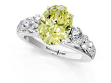 White gold Fancy Yellow Oval Cut Brilliant Diamond Pavé Band with Six-Prong Setting_13