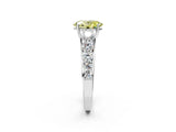 White gold Fancy Yellow Oval Cut Brilliant Diamond Pavé Band with Six-Prong Setting_14