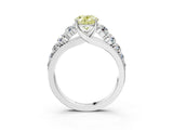 White gold Fancy Yellow Oval Cut Brilliant Diamond Pavé Band with Six-Prong Setting_15