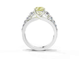 White gold Fancy Yellow Oval Cut Brilliant Diamond Pavé Band with Six-Prong Setting_15