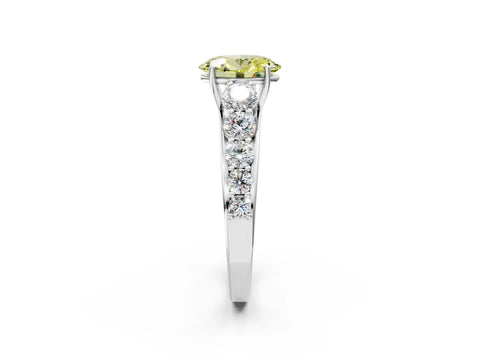 White gold Fancy Yellow Oval Cut Brilliant Diamond Pavé Band with Six-Prong Setting_2