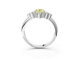White gold Fancy Yellow Oval Cut Brilliant Diamond with Cluster Setting on a Beaded Band and Four-Prong Setting_21
