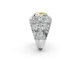 White gold Fancy Yellow Oval Cut Brilliant Halo Pave Diamond Milgrain Ring_2
