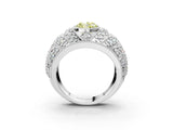White gold Fancy Yellow Oval Cut Brilliant Halo Pave Diamond Milgrain Ring_3