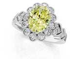 White gold Fancy Yellow Oval Cut Brilliant Milgrain Pave Heart Band Solitaire Ring_13