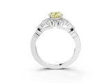 White gold Fancy Yellow Oval Cut Brilliant Milgrain Pave Heart Band Solitaire Ring_15