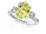 White gold Fancy Yellow Oval Cut Brilliant Three-Stone Diamond Ring with Pavé Band and Four-Prong Setting_16