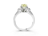 White gold Fancy Yellow Oval Cut Brilliant Three-Stone Diamond Ring with Pavé Band and Four-Prong Setting_18