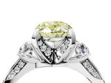 White gold Fancy Yellow Oval Cut Brilliant Three-Stone Diamond Ring with Pavé Band and Four-Prong Setting_19