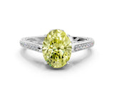 White gold Fancy Yellow Oval  Cut Cathedral Pave Diamond Engagement Ring with Six-Prong Setting_31