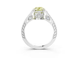 White gold Fancy Yellow Oval  Cut Cathedral Pave Diamond Engagement Ring with Six-Prong Setting_35
