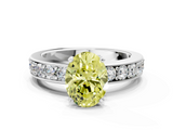 White gold Fancy Yellow Oval  Cut Channel Set Diamond Engagement Ring with Four-Prong Setting_246