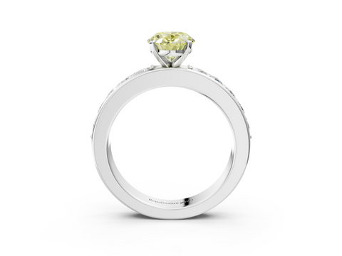 White gold Fancy Yellow Oval  Cut Channel Set Diamond Engagement Ring with Four-Prong Setting_268