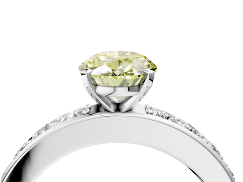 White gold Fancy Yellow Oval  Cut Channel Set Diamond Engagement Ring with Four-Prong Setting_269