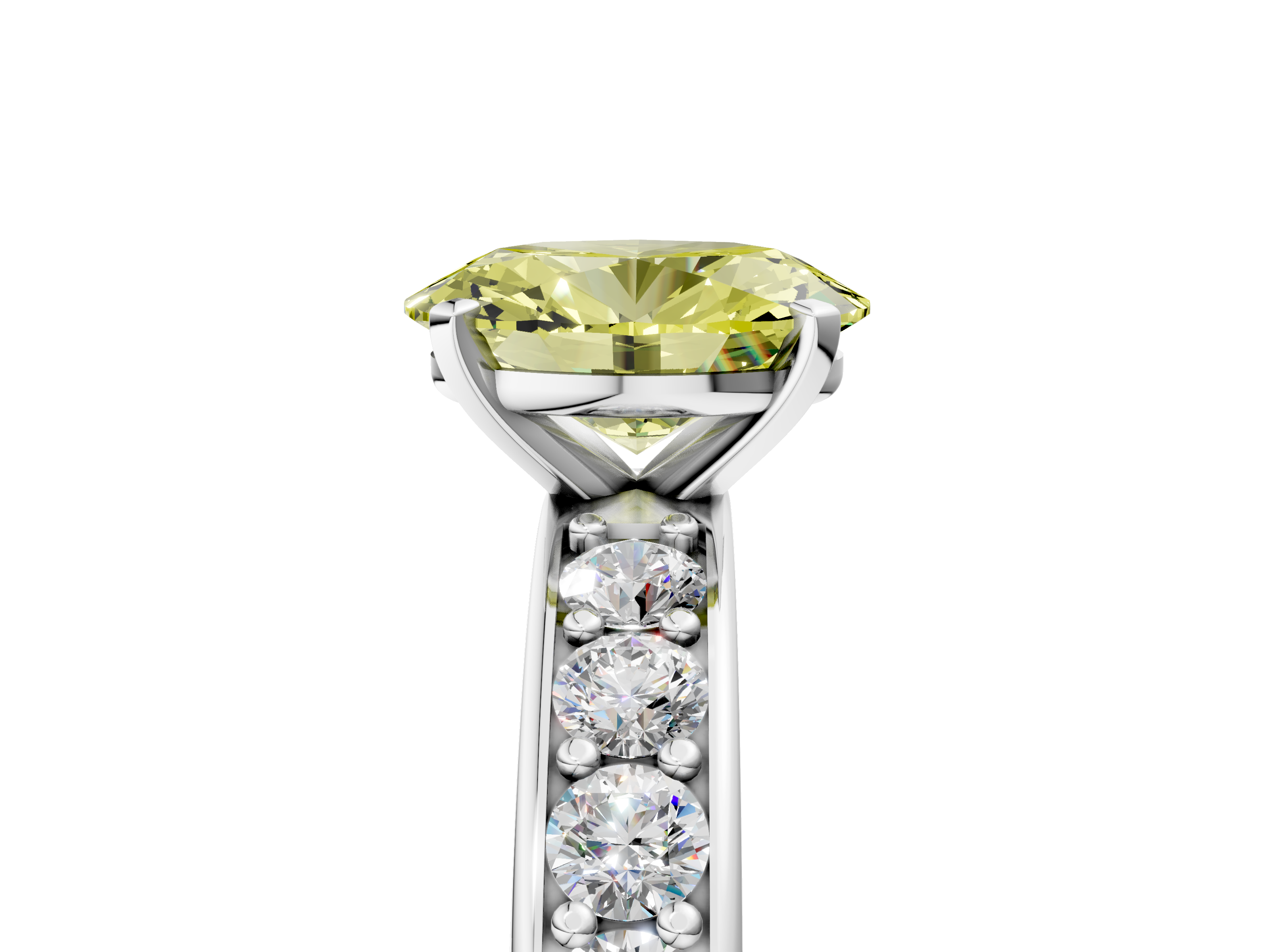 White gold Fancy Yellow Oval  Cut Channel Set Diamond Engagement Ring with Four-Prong Setting_270