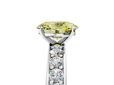 White gold Fancy Yellow Oval  Cut Channel Set Diamond Engagement Ring with Four-Prong Setting_270