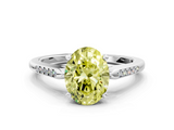 White gold Fancy Yellow Oval  Cut Channel Set Solitaire Engagement Ring with Four-Prong Setting_241