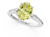 White gold Fancy Yellow Oval  Cut Channel Set Solitaire Engagement Ring with Four-Prong Setting_242