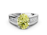 White gold Fancy Yellow Oval Cut Cut Channel Set Solitaire Ring with Four-Prong Setting_12