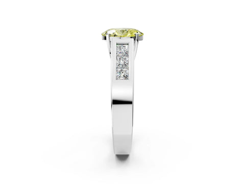 White gold Fancy Yellow Oval Cut Cut Channel Set Solitaire Ring with Four-Prong Setting_14