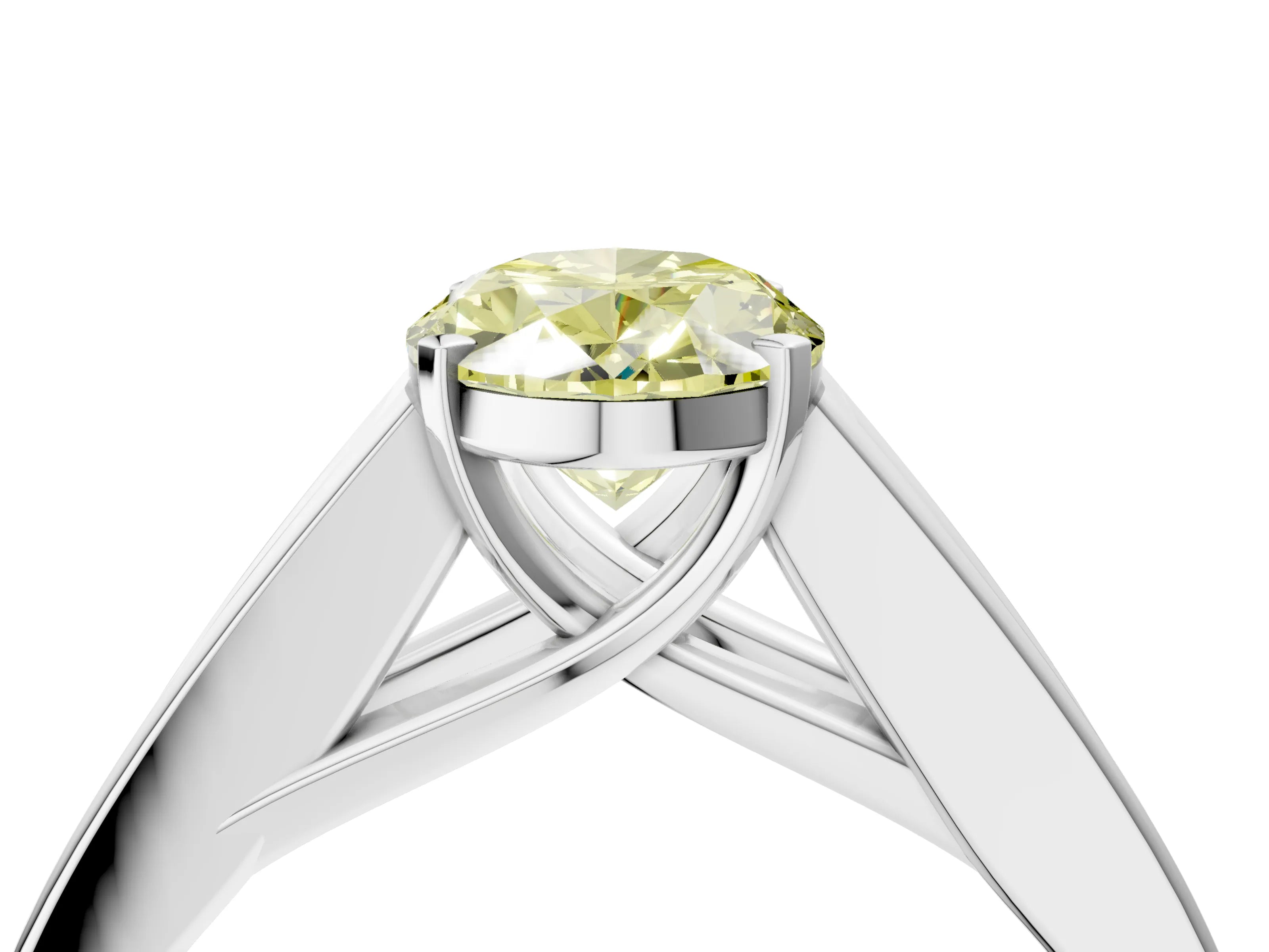 White gold Fancy Yellow Oval Cut Cut Channel Set Solitaire Ring with Four-Prong Setting_16