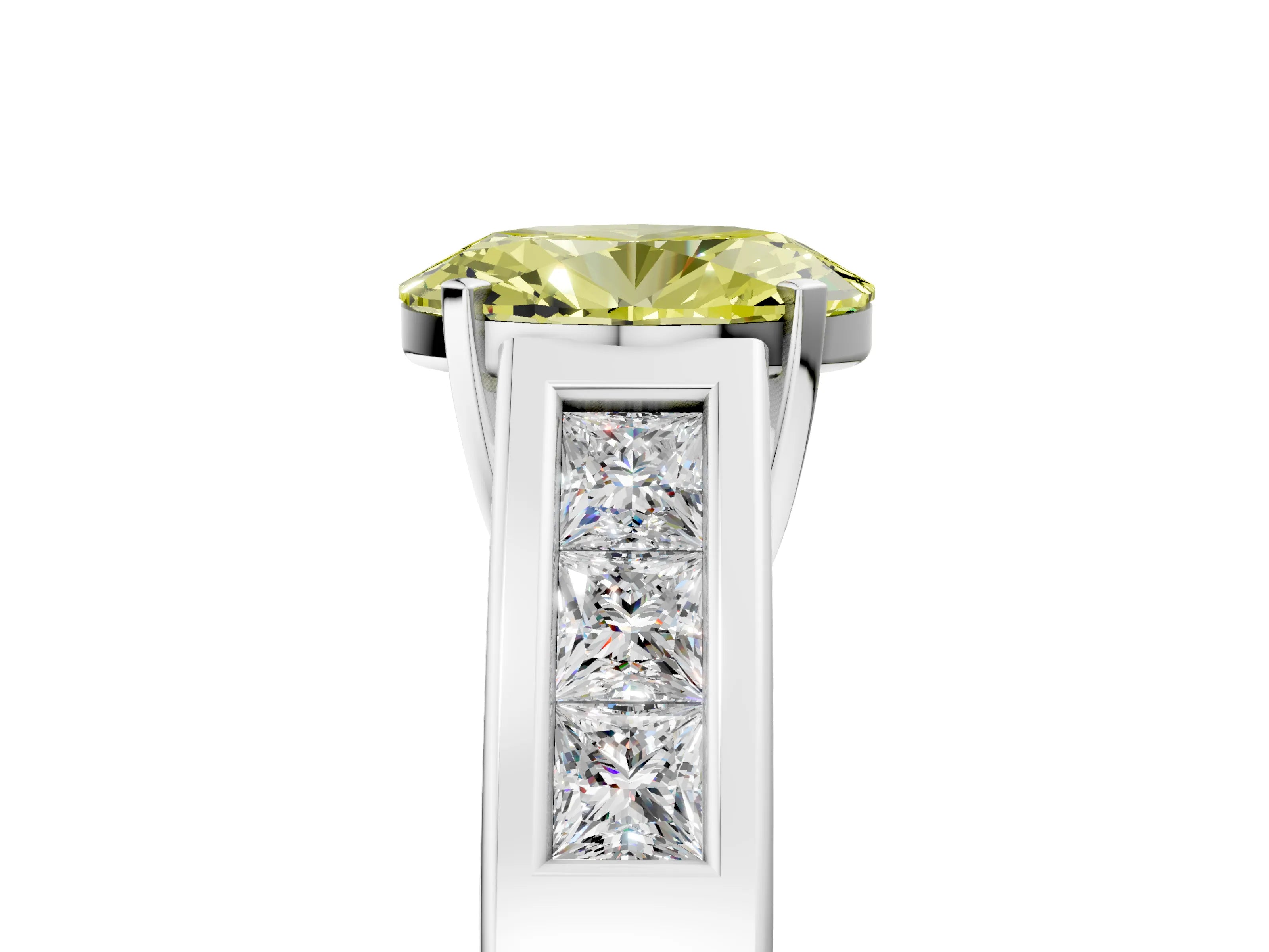 White gold Fancy Yellow Oval Cut Cut Channel Set Solitaire Ring with Four-Prong Setting_17