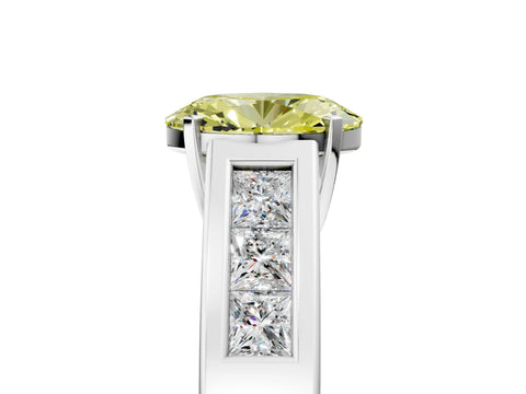 White gold Fancy Yellow Oval Cut Cut Channel Set Solitaire Ring with Four-Prong Setting_17