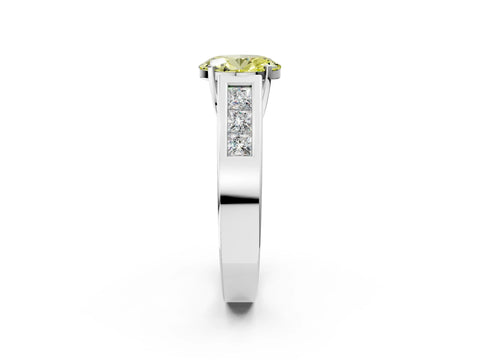 White gold Fancy Yellow Oval Cut Cut Channel Set Solitaire Ring with Four-Prong Setting_2